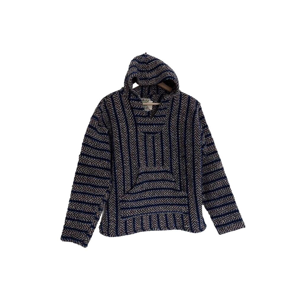 Baja Joe hoodie Mexican Drug Rug poncho pullover size Small